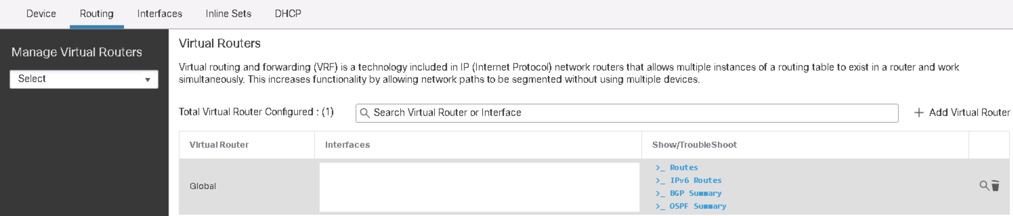 **Figure 1:**  Routing tab