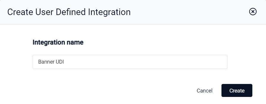 Create User Defined Integration Page