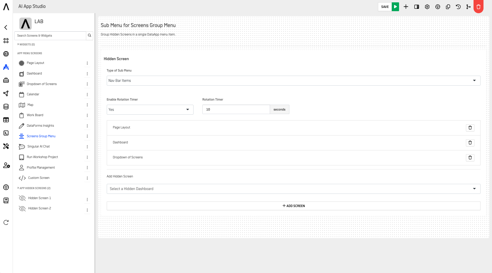 Screen Group Menu