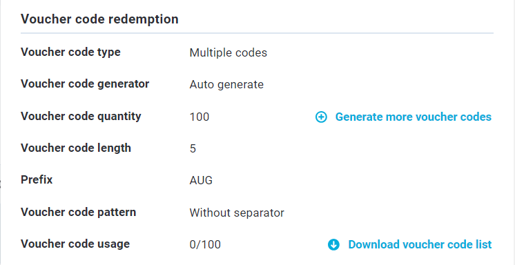 Voucher code usage in Promo Details