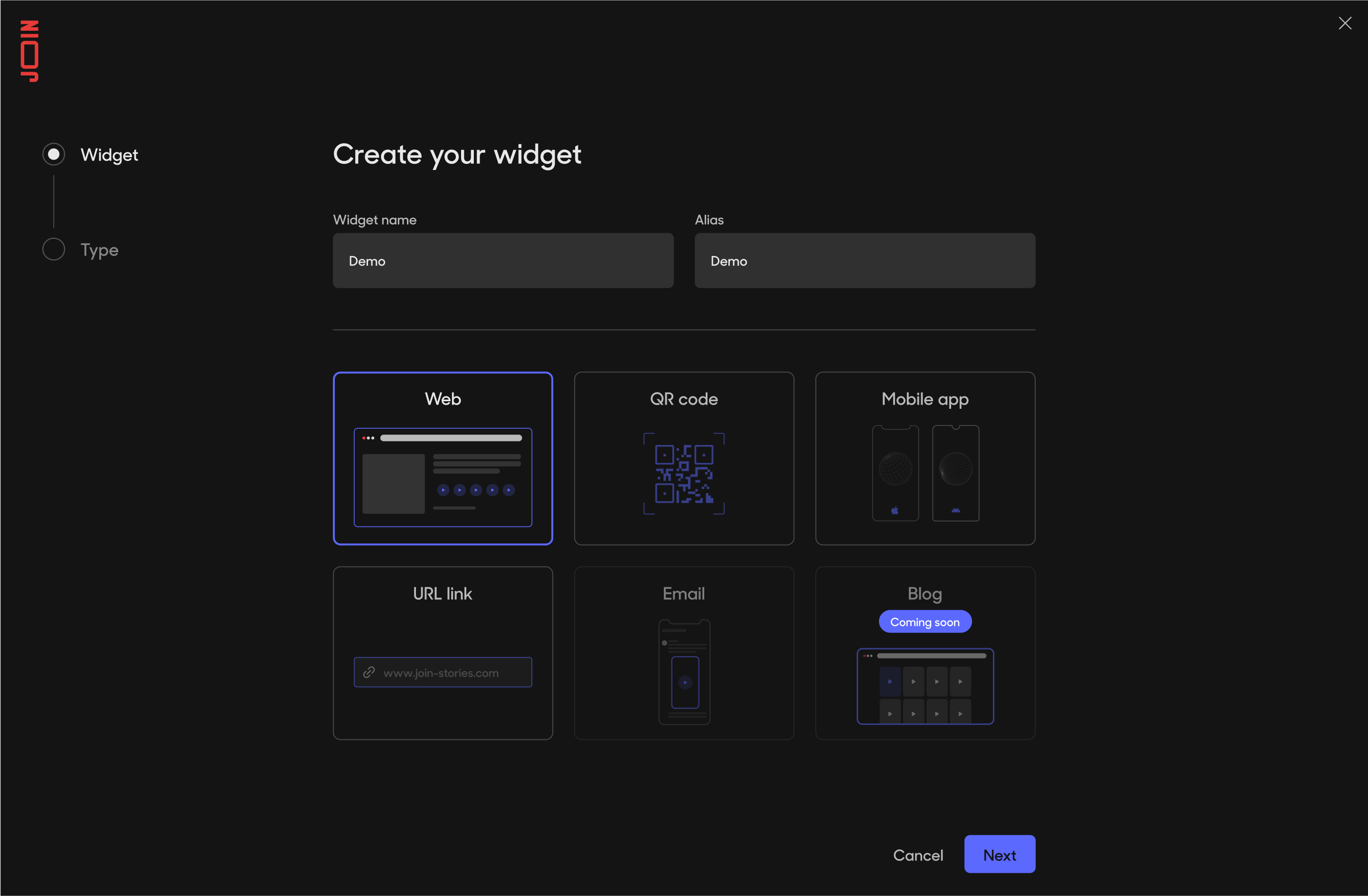 Create Web widget