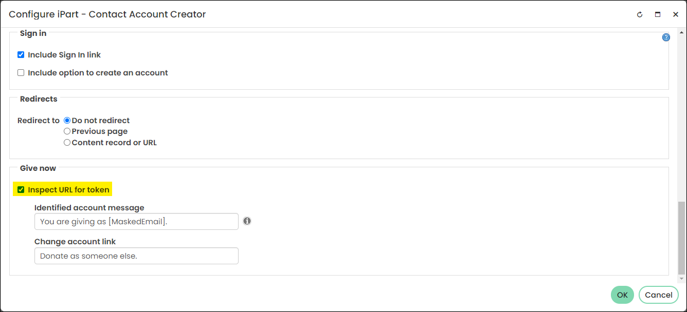 Enabling Inspect URL for token