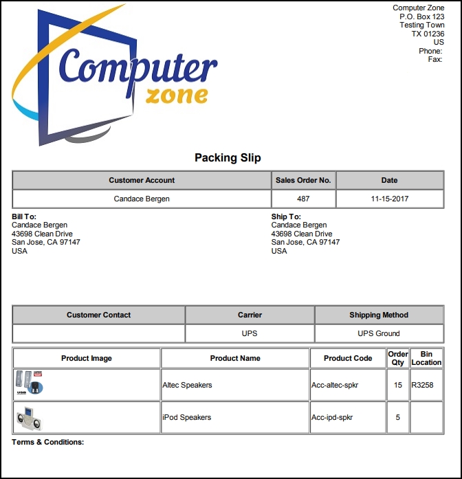 Printing Packing Slips