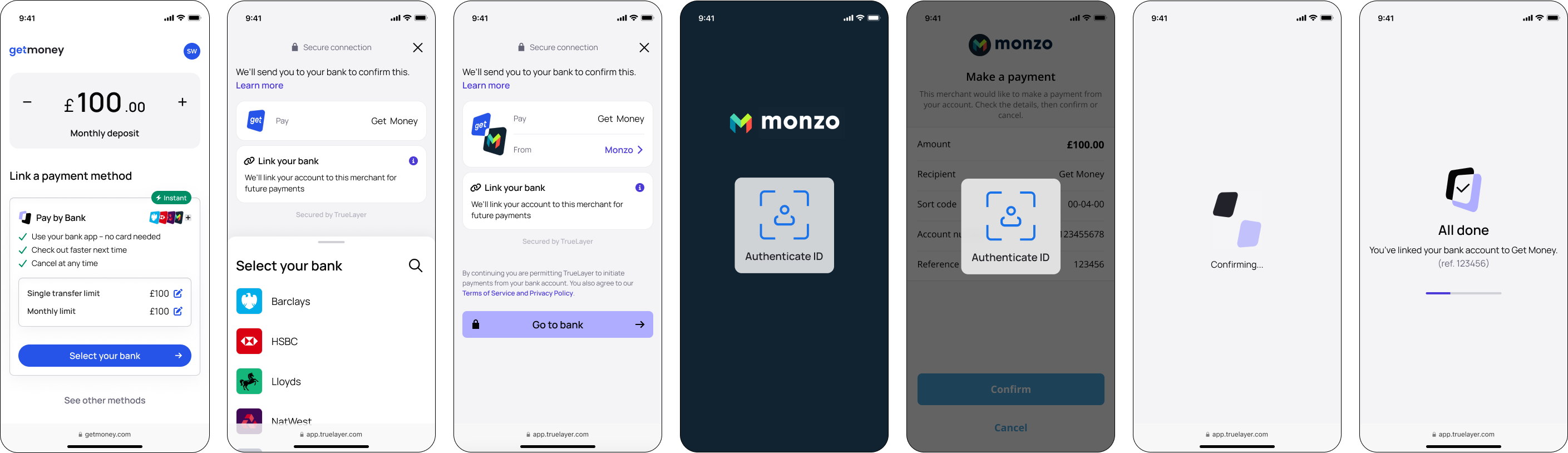 An example of the mandate authorisation flow for iOS.