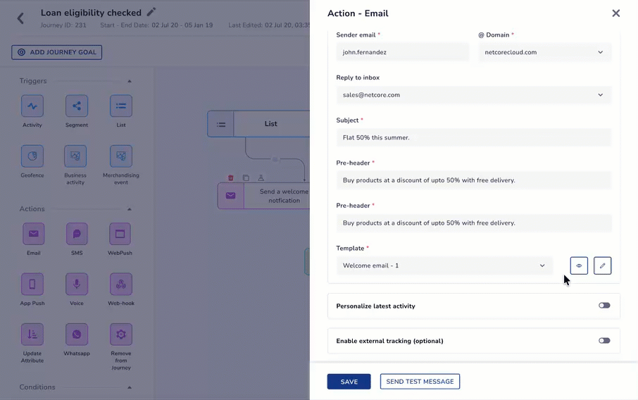 Editing Template from Action Email node