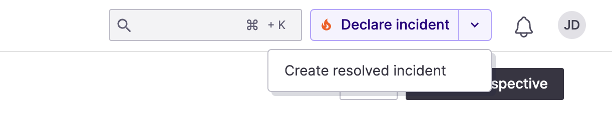 Create resolved incident button