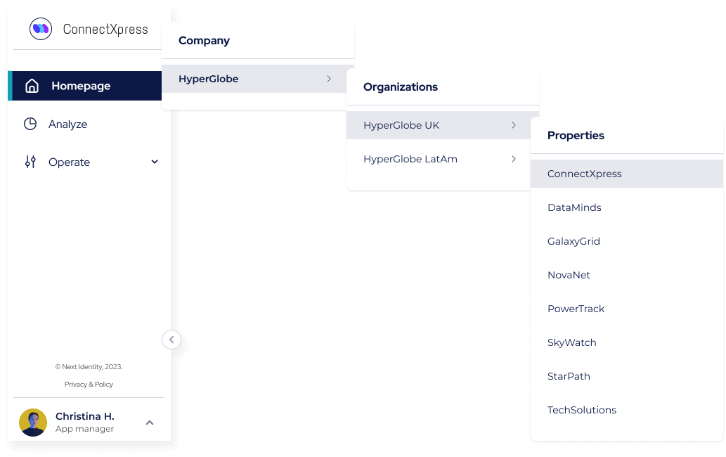 Switching between properties