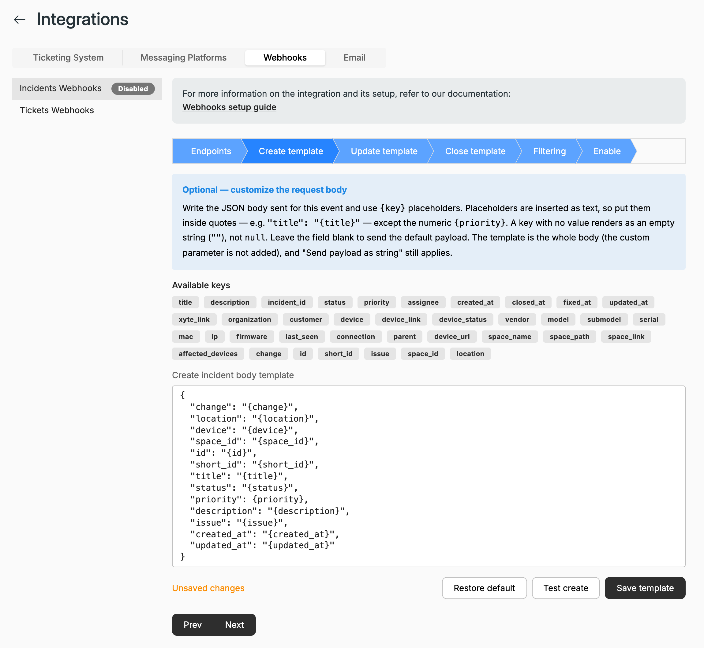 Create template step with the default template loaded Create template step with the default template loaded