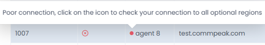 A red status indicator appears when the system detects weak or unstable network connectivity