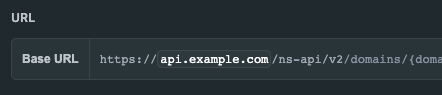 api.example.com shown as new server name.