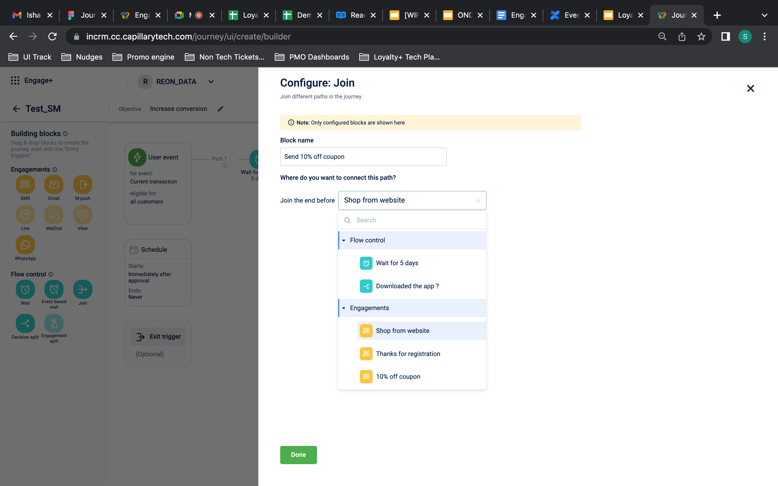 Configure “Join” block in a journey