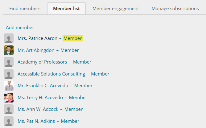 Selecting member next to a members name