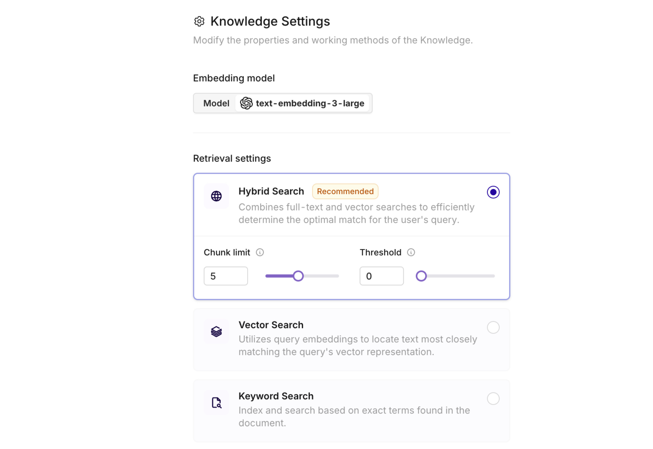 Retrieval settings in Orq.ai