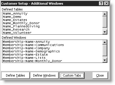 Customers > Set up module > General, and click Additional Windows