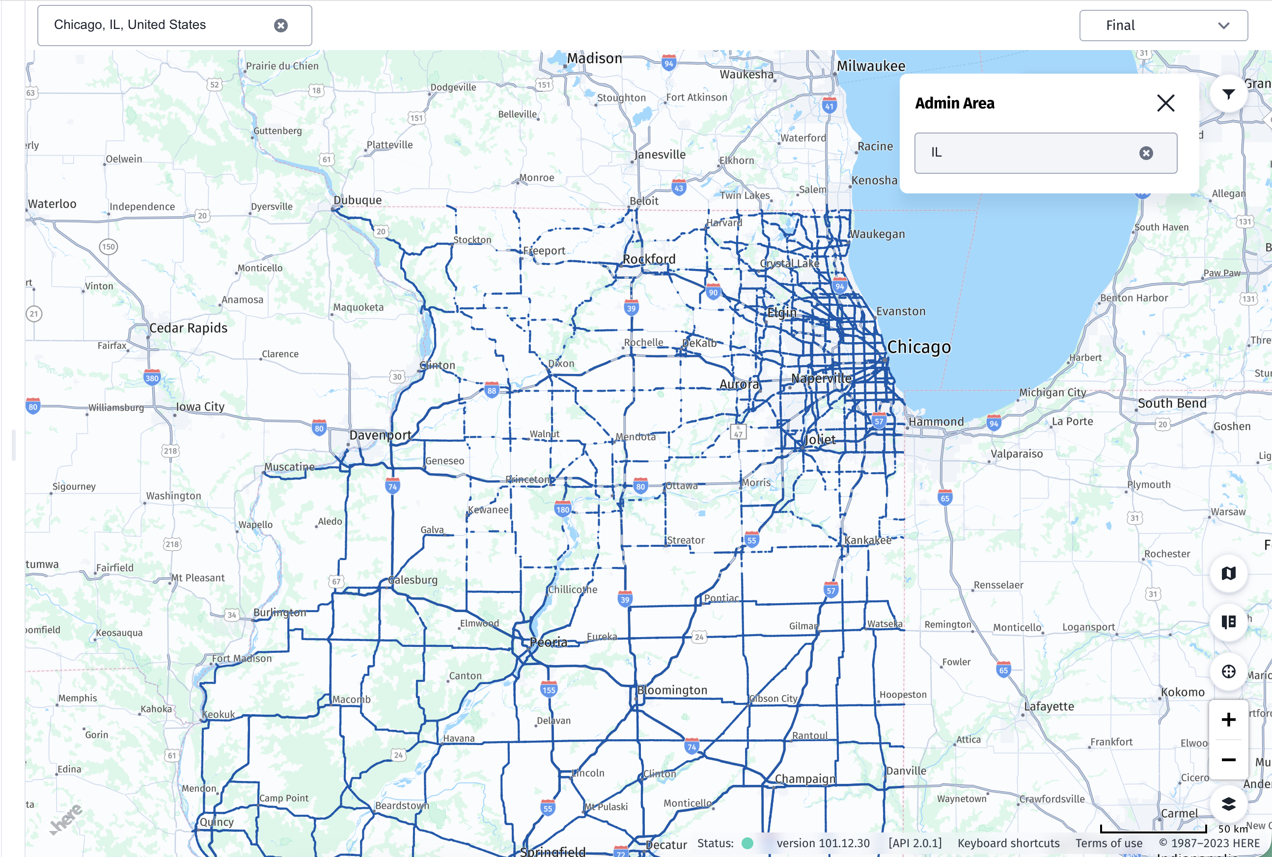 The admin area selection tool in ADZ