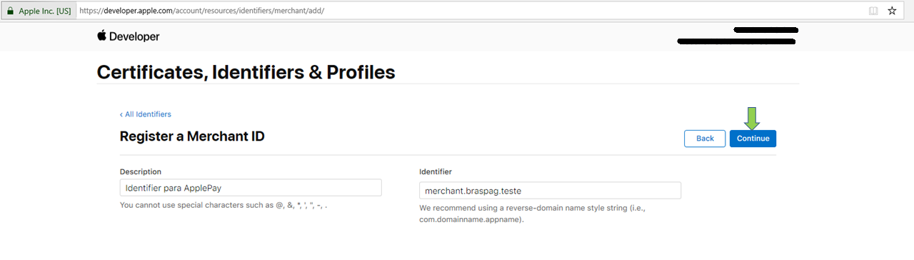 Passo 3 - Criar o Merchant Identifier