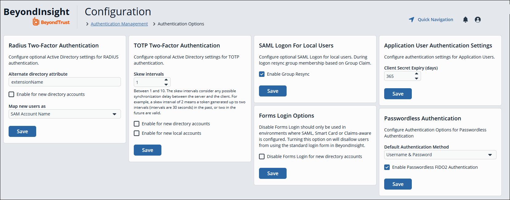 Authentication Options