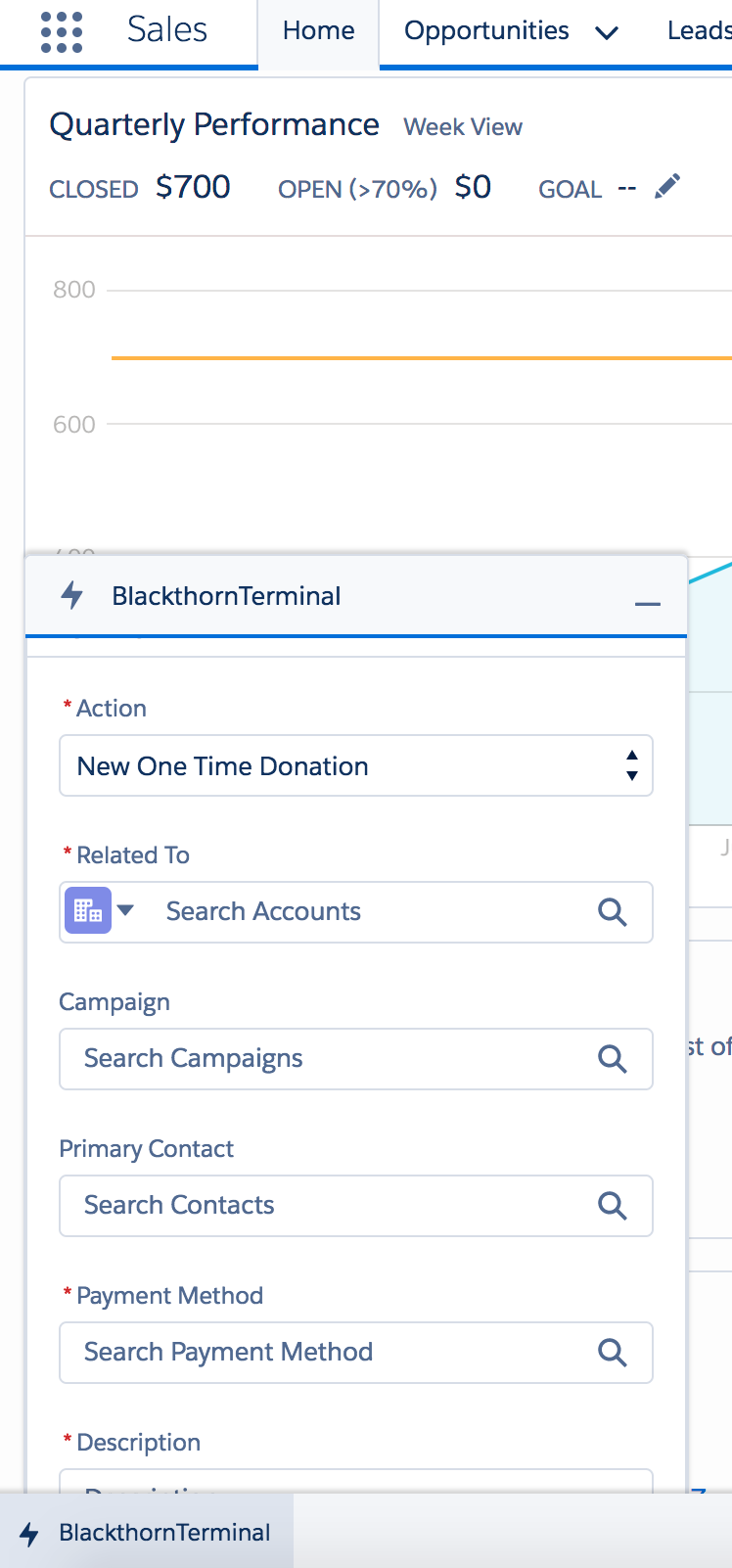 One-Time Donation in Lightning Utility Bar