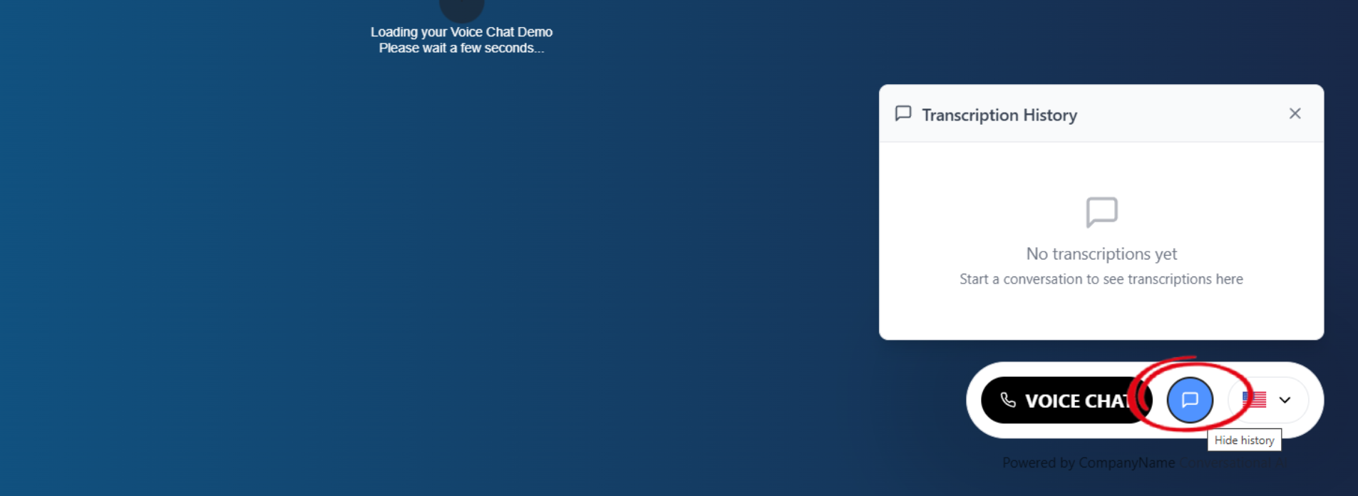 Voice Chat transcription panel