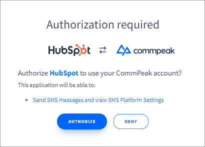 Screenshot of the authorization confirmation screen