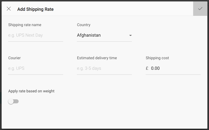 Shipping rate options