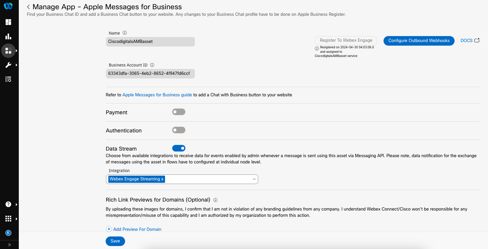 Enabling Data Stream at an asset level