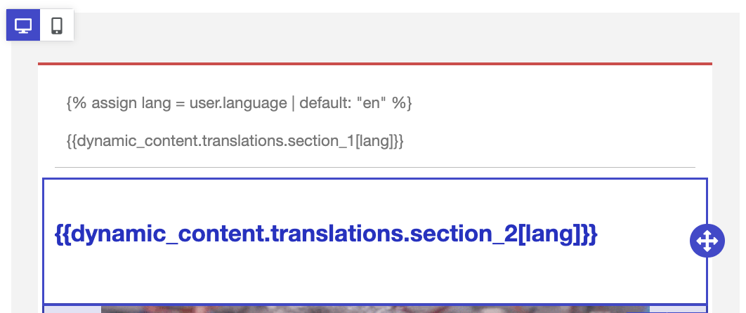 Example showing how to add the liquid syntax for dynamic content.