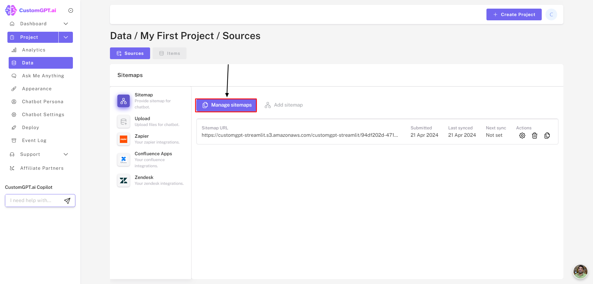 Manage Sitemaps