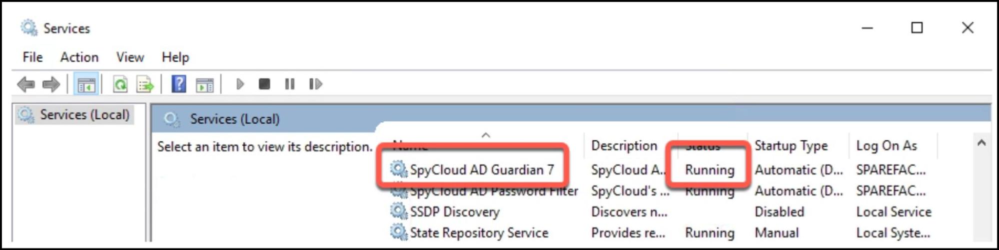 ADG Service Running in Windows Services