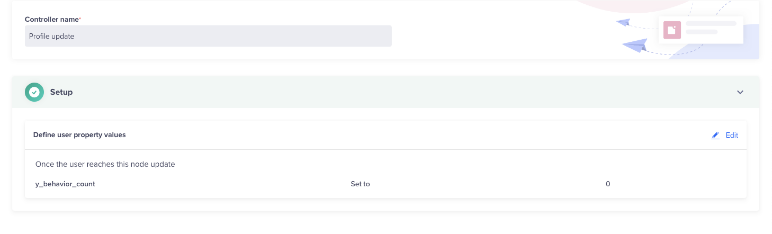 Set count in Profile Update node - Y Behavior