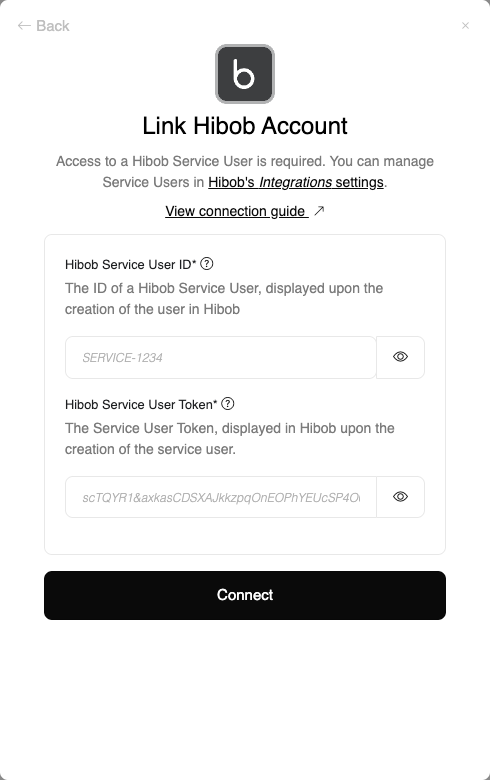 stackone integration hub (credentials form)