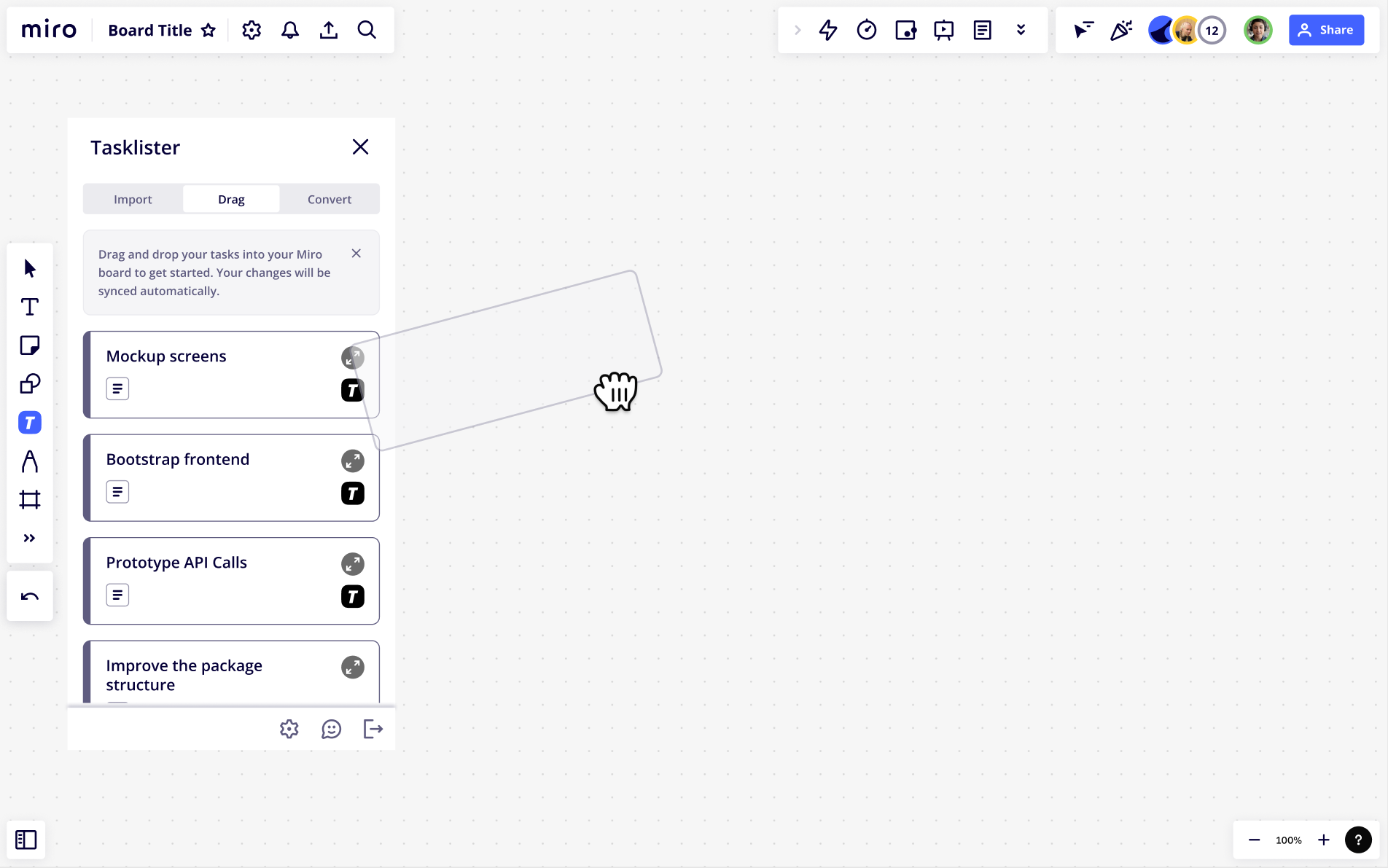 Figure 8. App panel that contains tasks from a third-party tool.