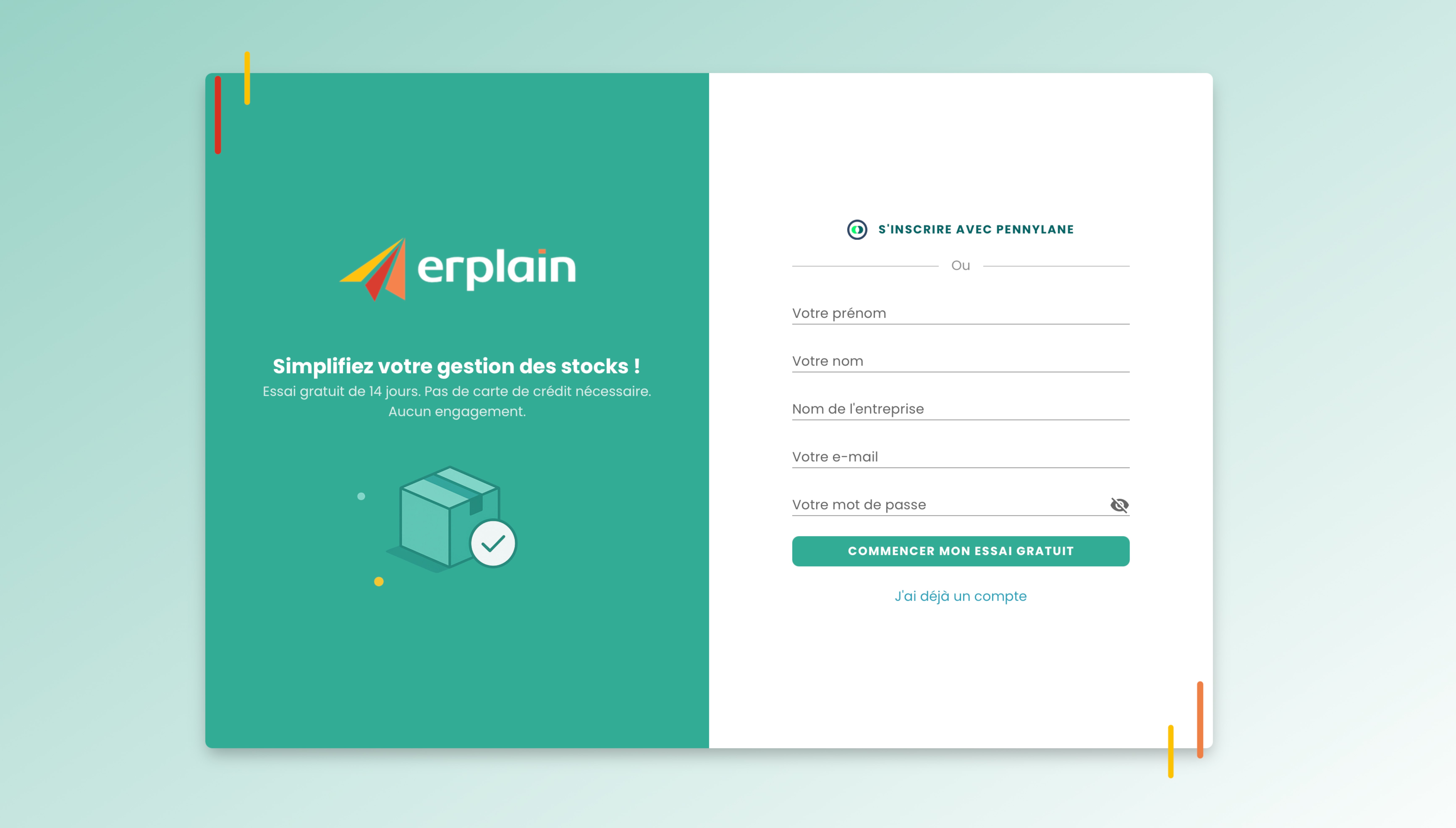 Erplain subscribe page