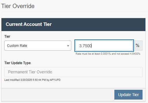 Tier Override Rate Entry