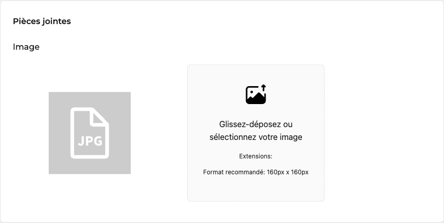 Onglet Visuels d'une catégorie