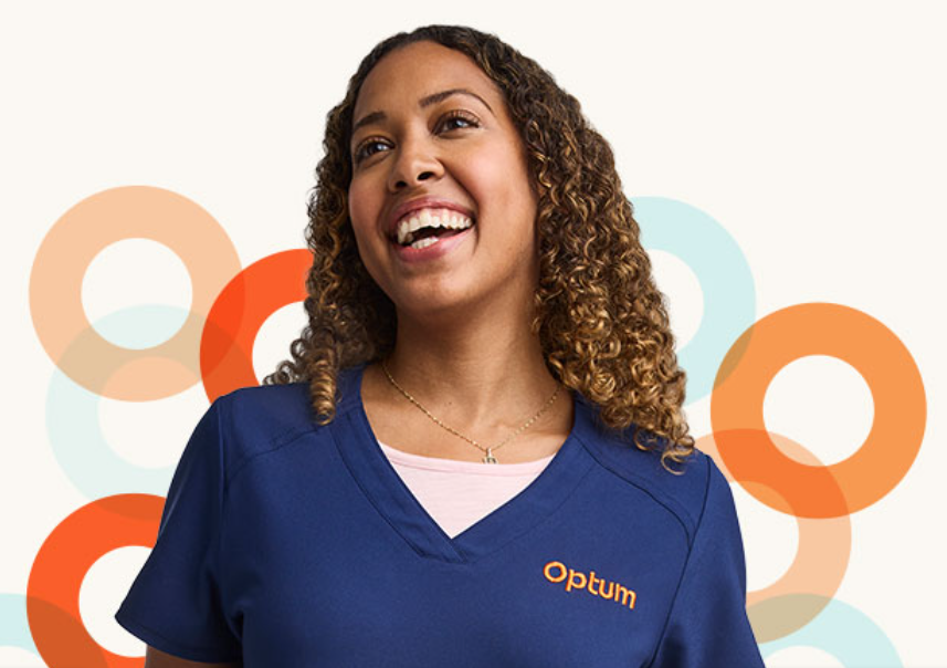 Smiling professional with circles