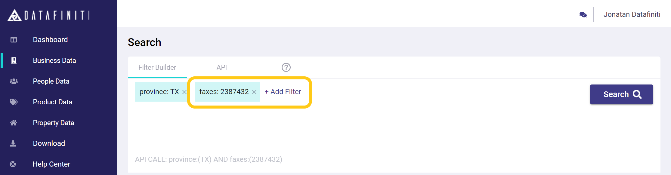 4) Lastly if the filter does not automatically get added to the query, then simply click the "Add Filter" again.