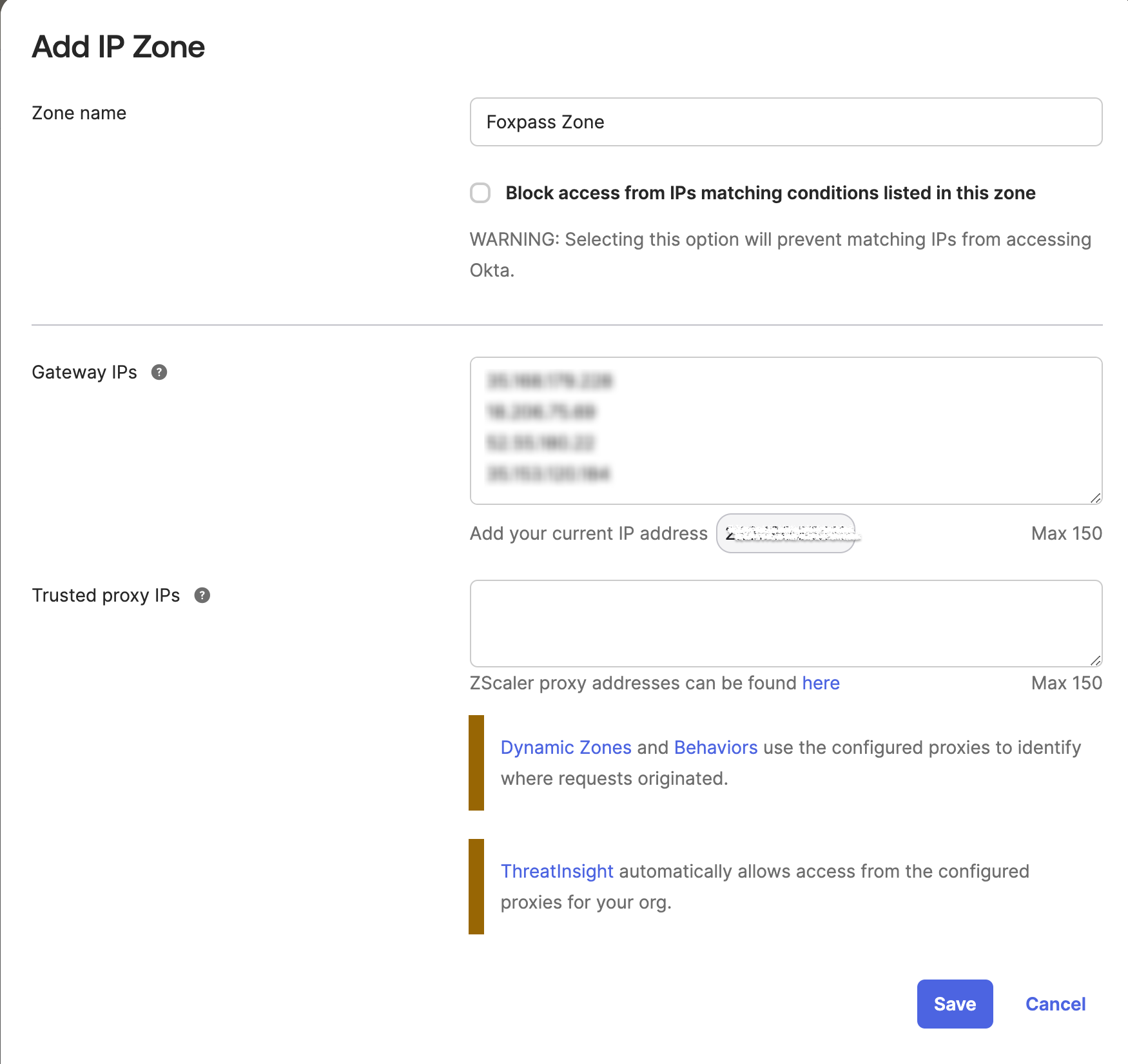 Add IP zone