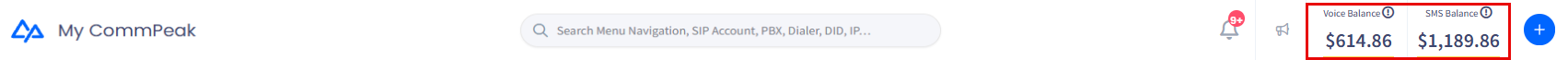 Screenshot of the SMS services Home tab with billing information