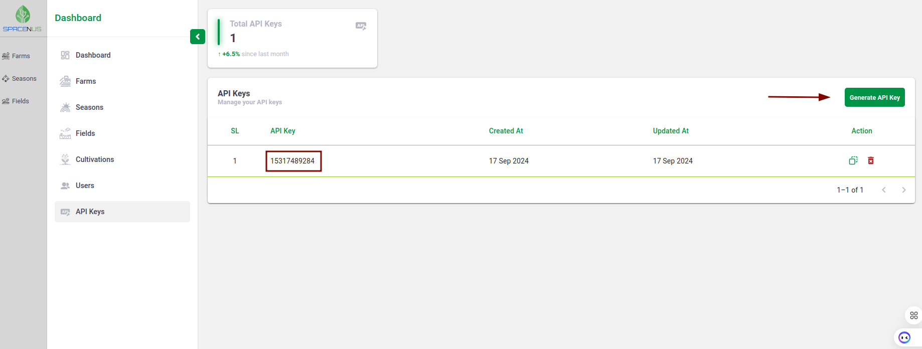 Generate and Collect API KEY