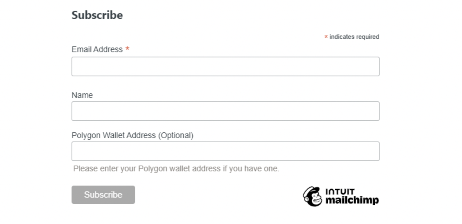 Mailchimp subscription form
