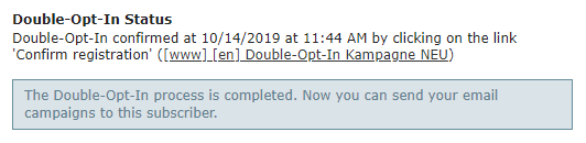 DOI status confirmed Double-opt-in status confirmed