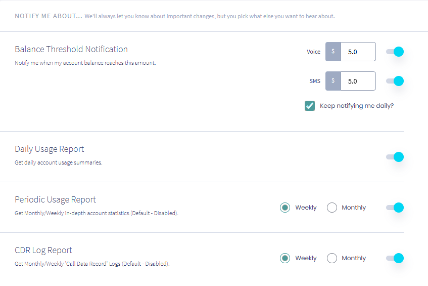 Screenshot of the Notifications tab: Notify me about... section