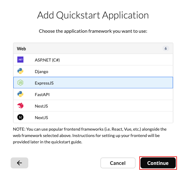 Quickstart select framework