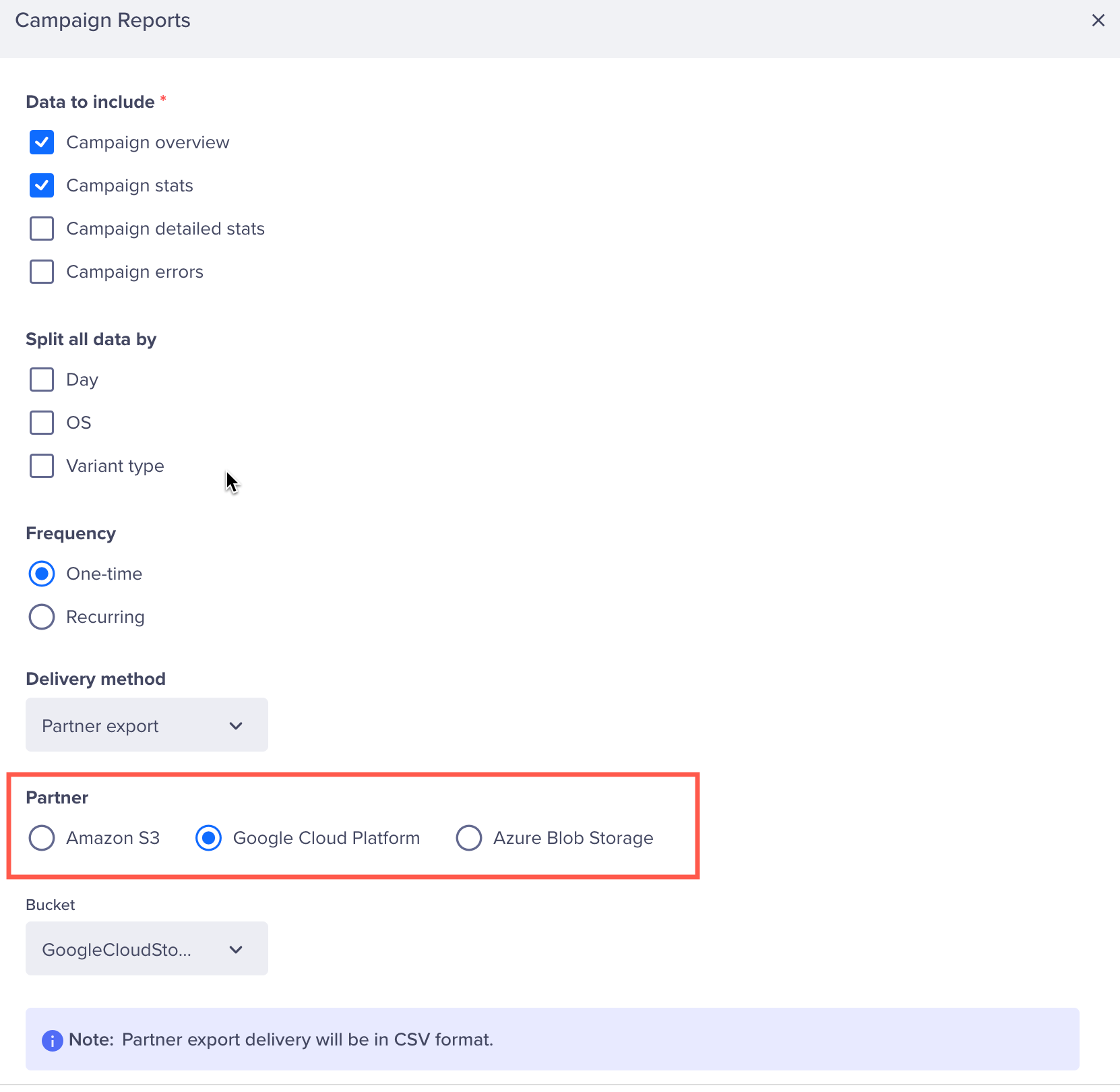 Configure Partner for Campaign Reports