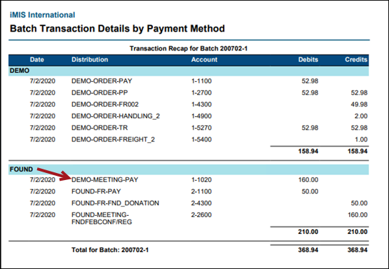Top PAY line in FOUND assigned to a demo distribution