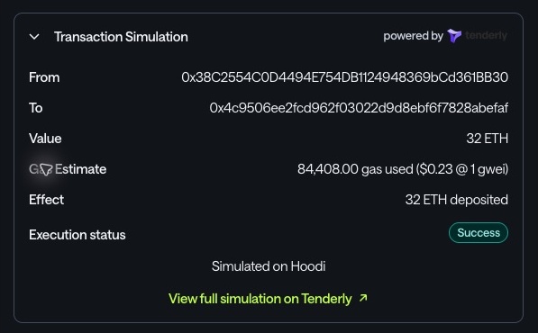 MAVAN transaction simulation with a link to the full Tenderly simulation