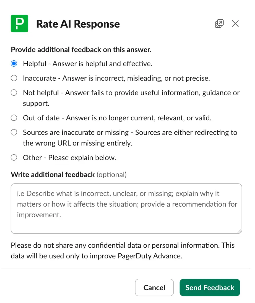 Provide Feedback on AI Response
