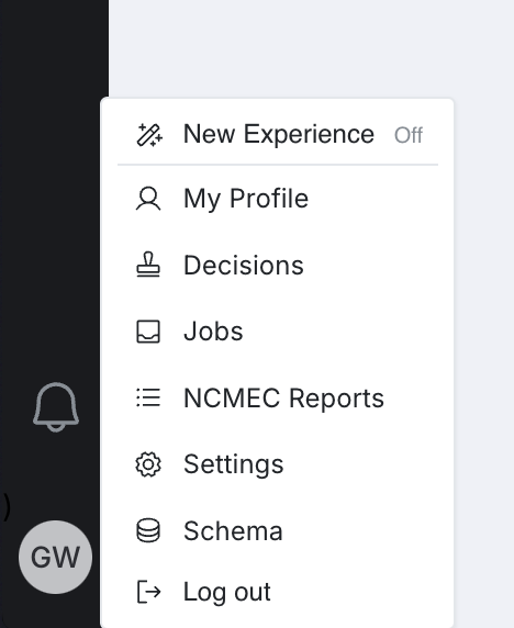 New Cinder Experience toggle in profile menu