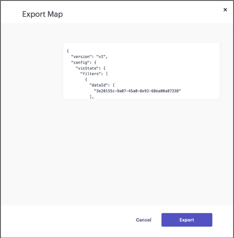 The Export Map window.